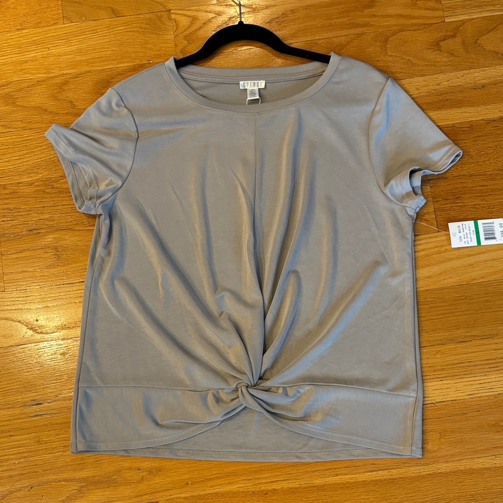 Spense Gray Short Sleeve Top with Knot